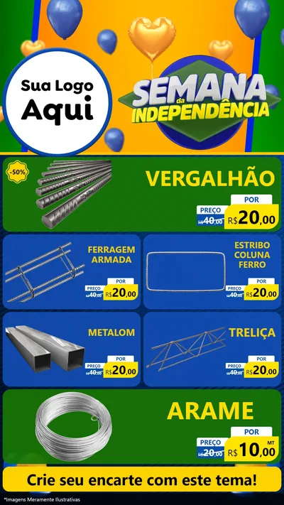 Modelo de TV para TV Vertical com o tema Semana da Independência para Ferragens