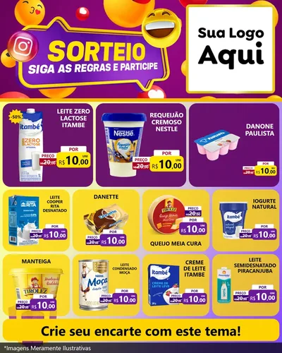 Modelo de Rede Social para Feed Instagram com o tema Sorteio para Frios e Laticínios