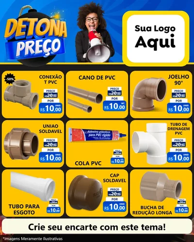 Modelo de Rede Social para Feed Instagram com o tema Detona Preços para Tubos e conexões