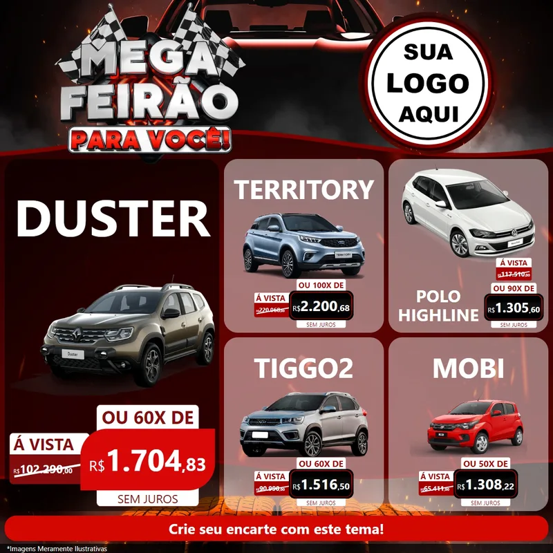 Modelo de Rede Social para Feed Facebook com o tema Mega Feirão Para Você! - Autopeças para Concessionaria de Carros