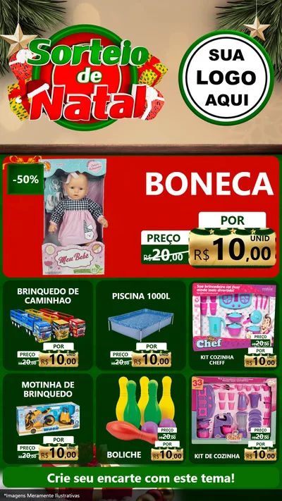 Modelo de Rede Social para Stories com o tema Sorteio de Natal para Brinquedos