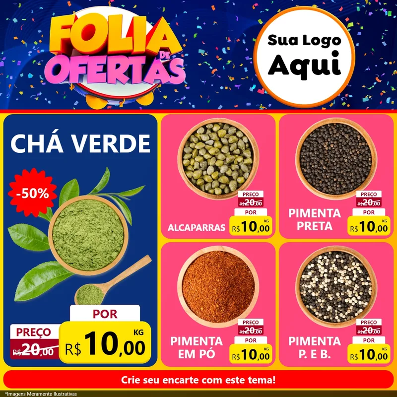Modelo de Rede Social para Feed Facebook com o tema Folia de Ofertas para Produtos Naturais