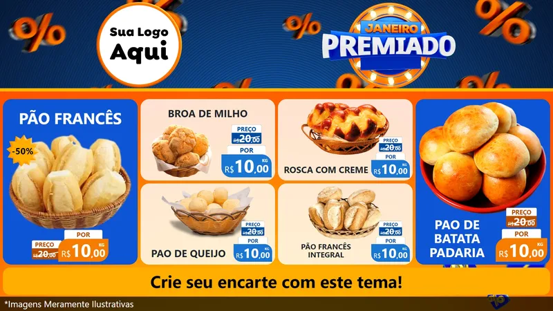 Modelo de TV para TV Horizontal com o tema Janeiro Premiado para Padaria
