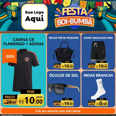 Modelo de Rede Social para Feed Facebook com o tema Festa Boi Bumbá para Roupas e acessórios