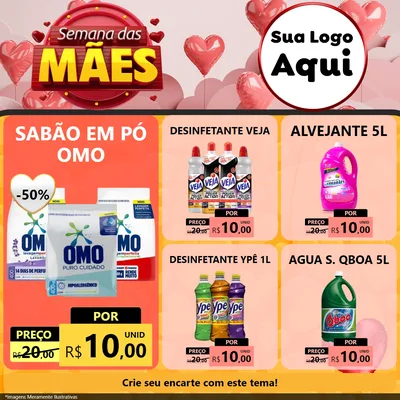 Modelo de Rede Social para Feed Facebook com o tema Semana das Mães para Produtos de Limpeza