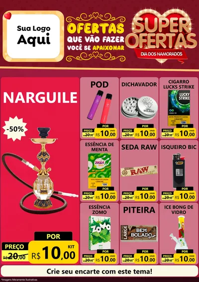Modelo de Encarte para Encarte A4 Vertical com o tema Dia dos Namorados para Tabacaria