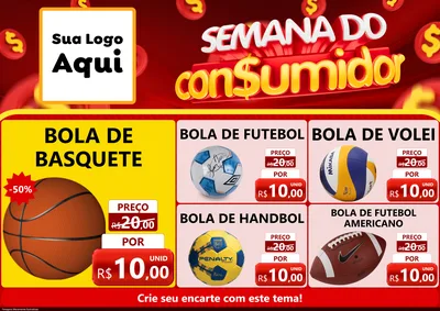 Modelo de Encarte para Encarte A4 Horizontal com o tema Semana do Consumidor para Artigos Esportivos