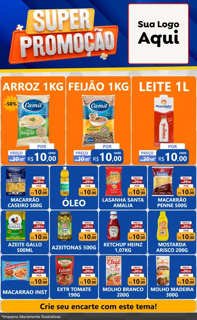 Modelo de Encarte para Encarte Grande com o tema Super Promoção para Supermercado