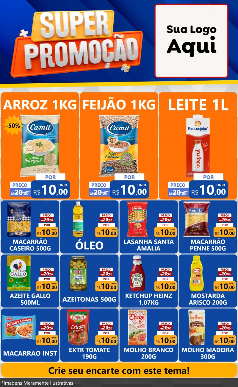 Modelo de Encarte para Encarte Grande com o tema Super Promoção para Supermercado