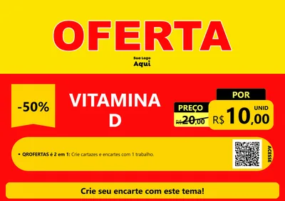 Modelo de Cartaz para Cartaz A4 Horizontal com o tema OFERTA - Vermelho Cartaz para Farmácia