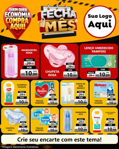 Modelo de Rede Social para Feed Instagram com o tema Fecha Mês para Bebês