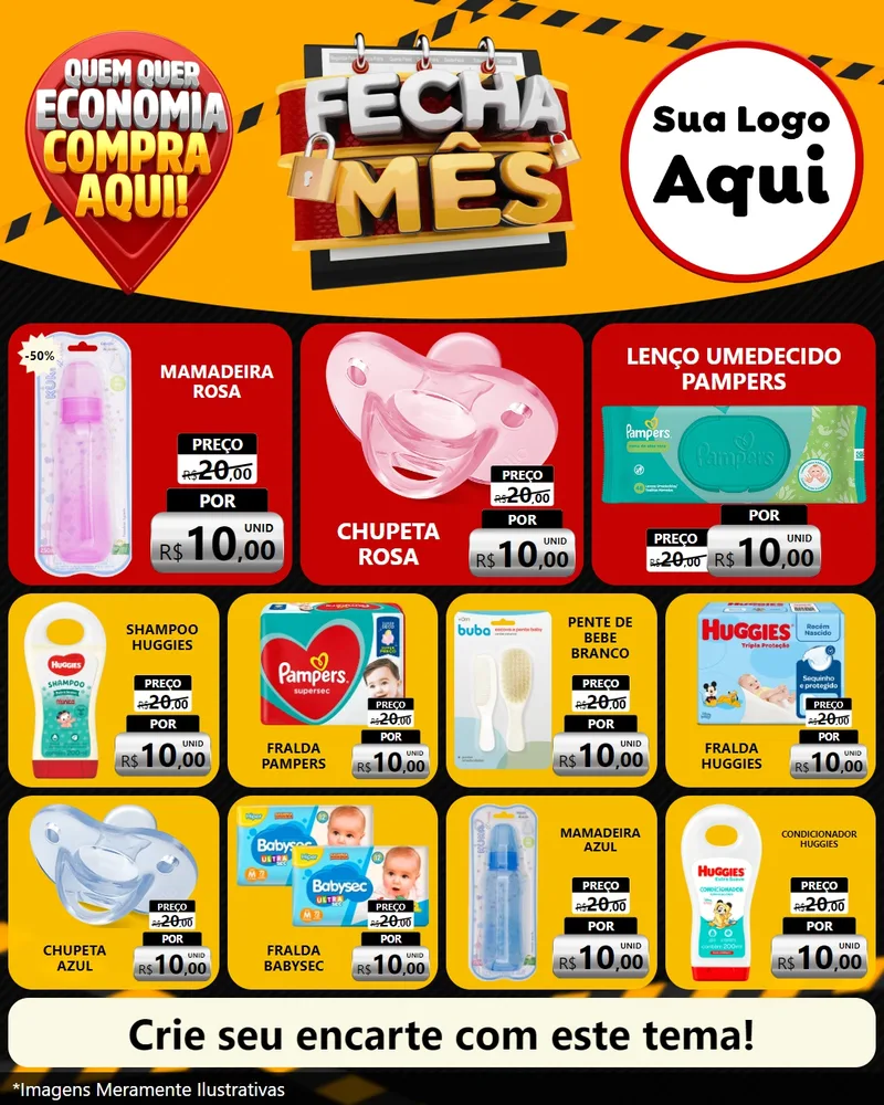 Modelo de Rede Social para Feed Instagram com o tema Fecha Mês para Bebês