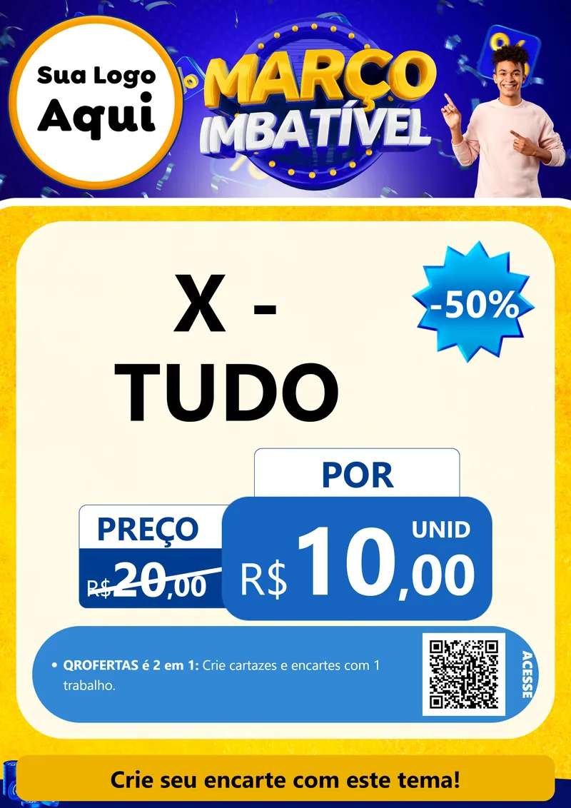 Modelo de Cartaz para Cartaz A4 Vertical com o tema Março Imbatível para Hamburgueria