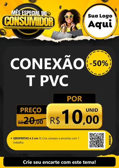 Modelo de Cartaz para Cartaz A4 Vertical com o tema Mês Especial do Consumidor para Tubos e conexões