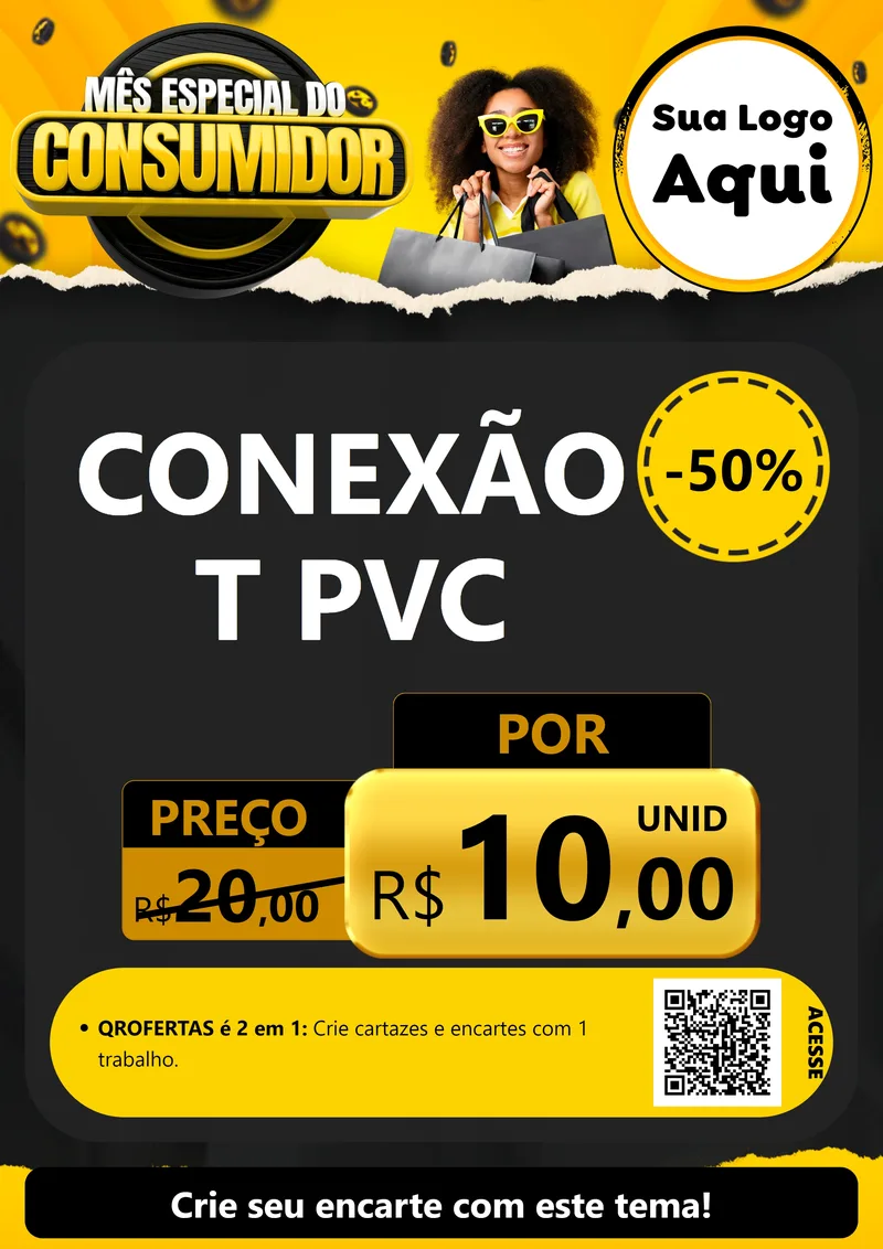 Modelo de Cartaz para Cartaz A4 Vertical com o tema Mês Especial do Consumidor para Tubos e conexões