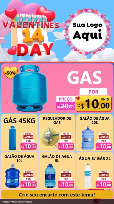 Modelo de Rede Social para Stories com o tema Valentine's Day para Água e gás
