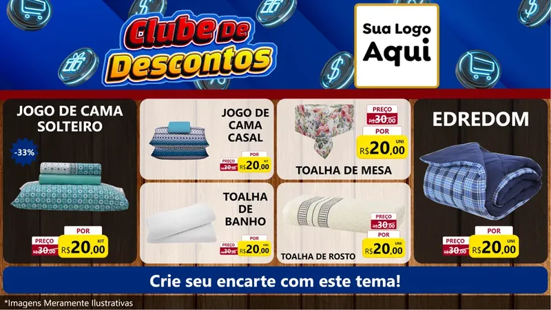 Modelo de TV para TV Horizontal com o tema Clube de Descontos para Cama, Mesa e Banho