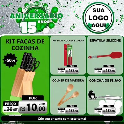 Modelo de Rede Social para Feed Facebook com o tema Promoção de Aniversário - 15 Anos para Utilidades Domésticas