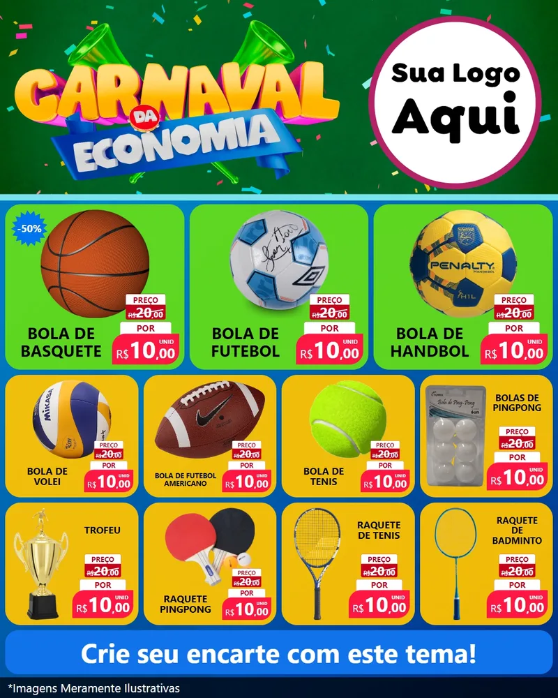 Modelo de Rede Social para Feed Instagram com o tema Carnaval da Economia para Artigos Esportivos