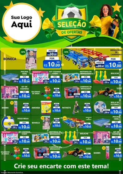 Modelo de Encarte para Encarte A4 Vertical com o tema Seleção de Ofertas - Copa para Brinquedos