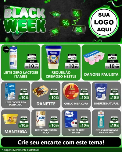 Modelo de Rede Social para Feed Instagram com o tema Black Week para Frios e Laticínios
