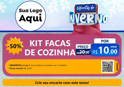 Modelo de Cartaz para Cartaz A4 Horizontal com o tema Ofertas de Inverno para Utilidades Domésticas