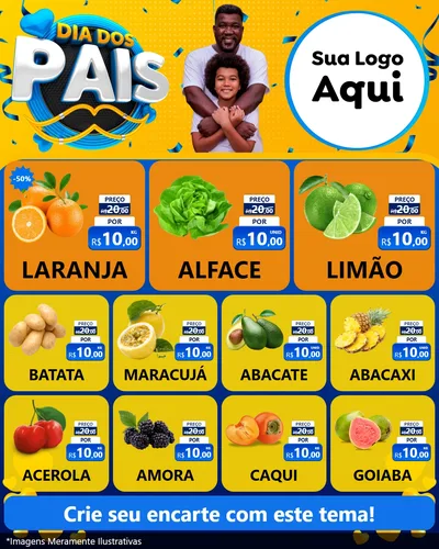Modelo de Rede Social para Feed Instagram com o tema Dia dos Pais para Hortifrúti