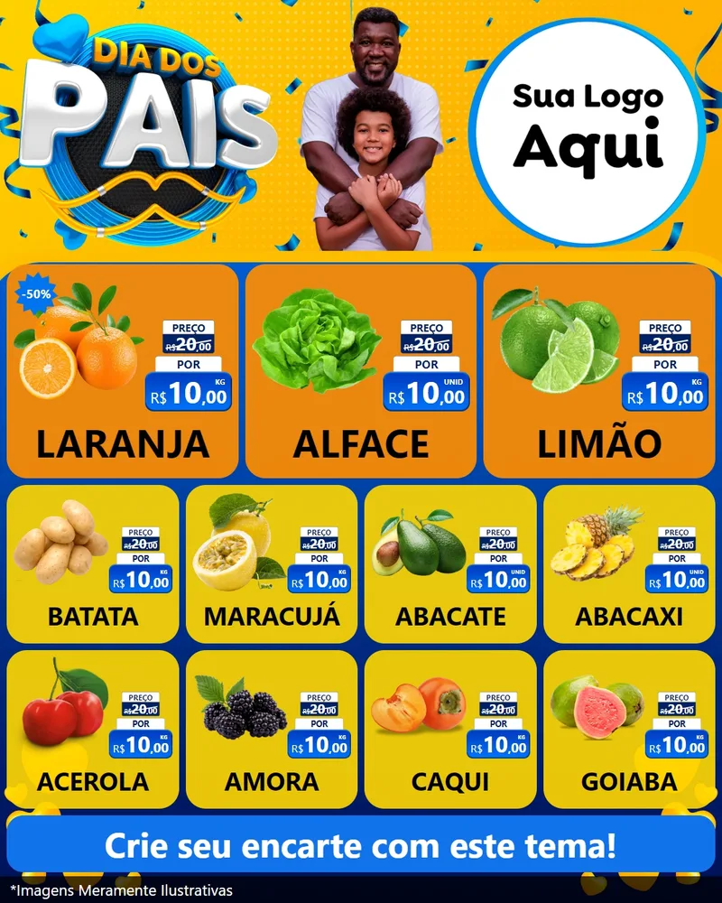 Modelo de Rede Social para Feed Instagram com o tema Dia dos Pais para Hortifrúti