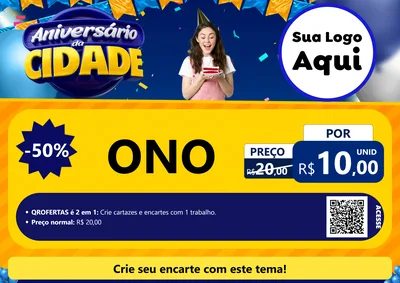 Modelo de Cartaz para Cartaz A4 Horizontal com o tema Aniversário da Cidade para Óticas