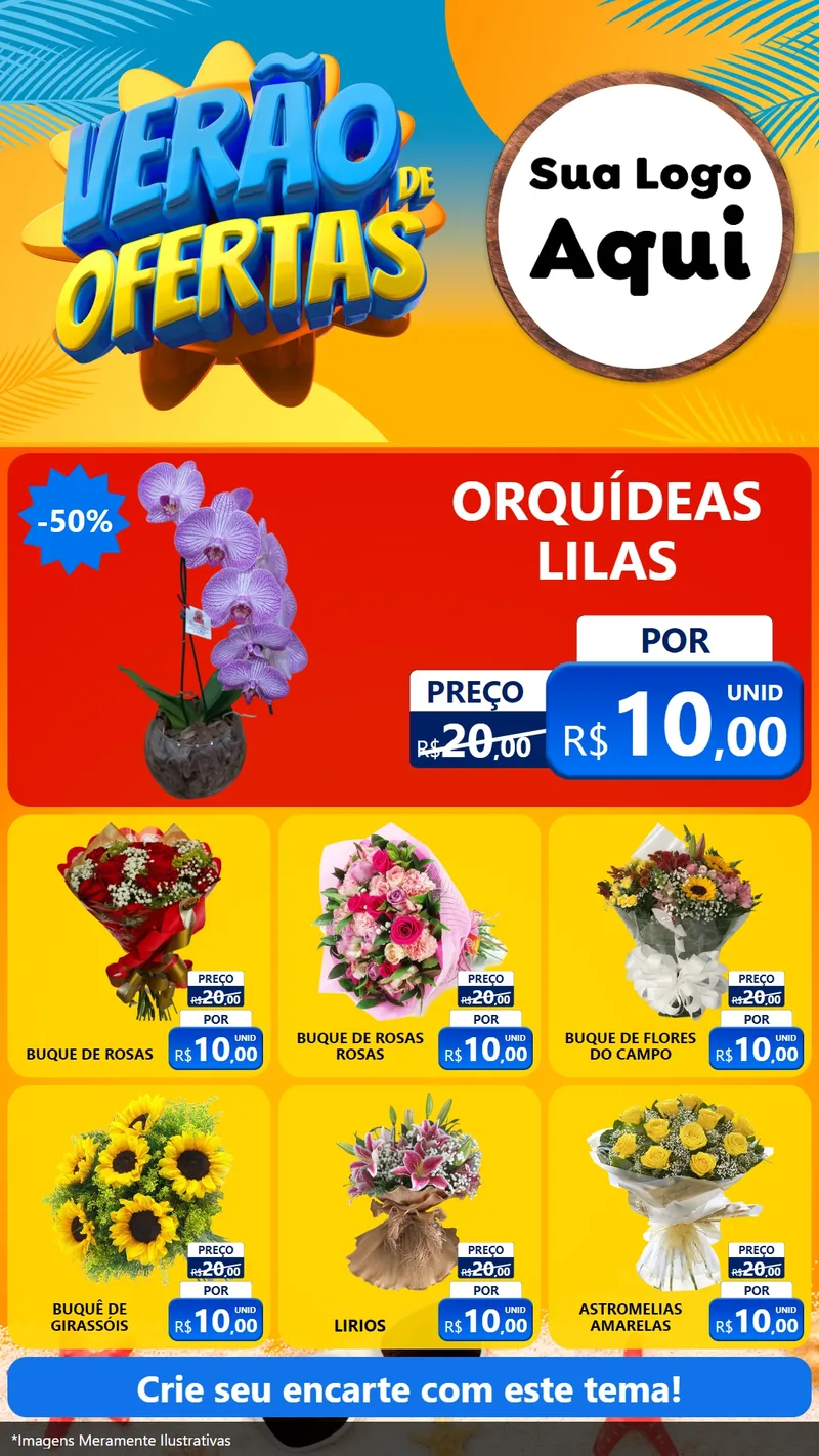 Modelo de Rede Social para Stories com o tema Verão de Ofertas para Floricultura e jardim