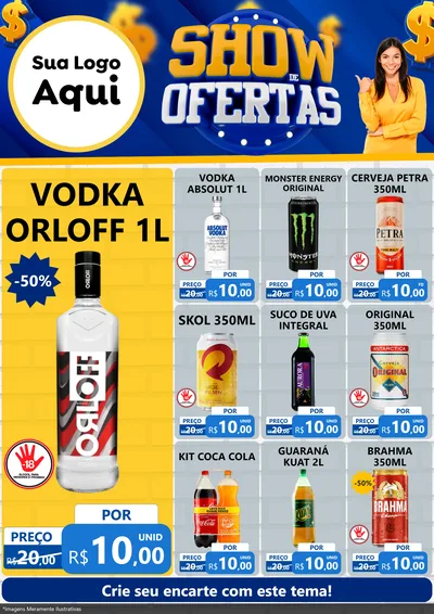 Modelo de Encarte para Encarte A4 Vertical com o tema Show de Ofertas para Distribuidora de bebidas