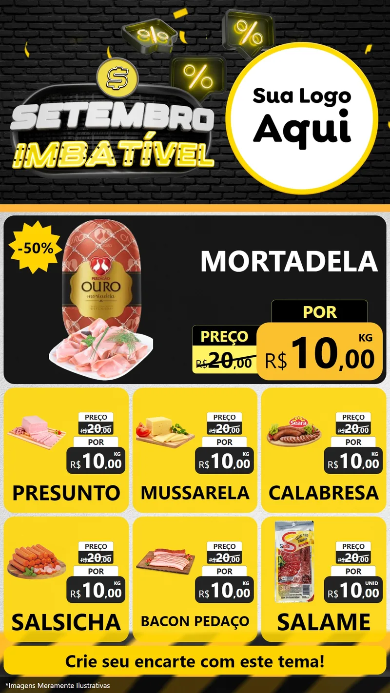 Modelo de Rede Social para Stories com o tema Setembro Imbatível para Frios e Laticínios