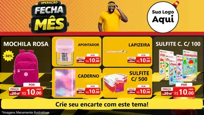 Modelo de TV para TV Horizontal com o tema Operação Fecha Mês para Papelaria