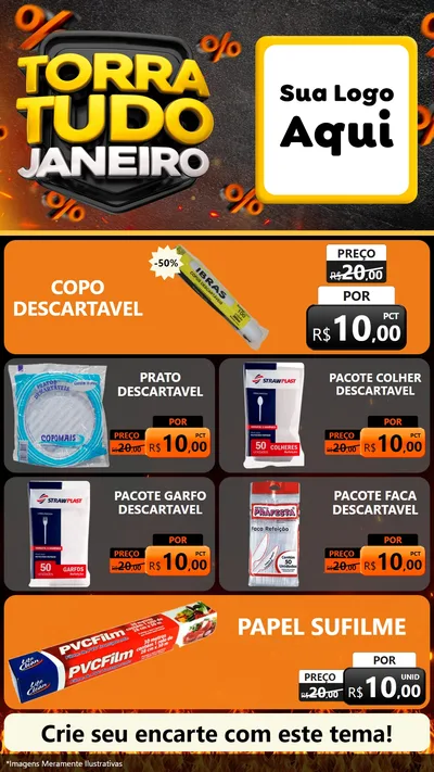 Modelo de TV para TV Vertical com o tema Torra Tudo Janeiro para Embalagens