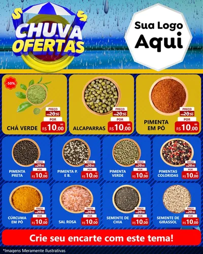 Modelo de Rede Social para Feed Instagram com o tema Chuva de Ofertas para Produtos Naturais