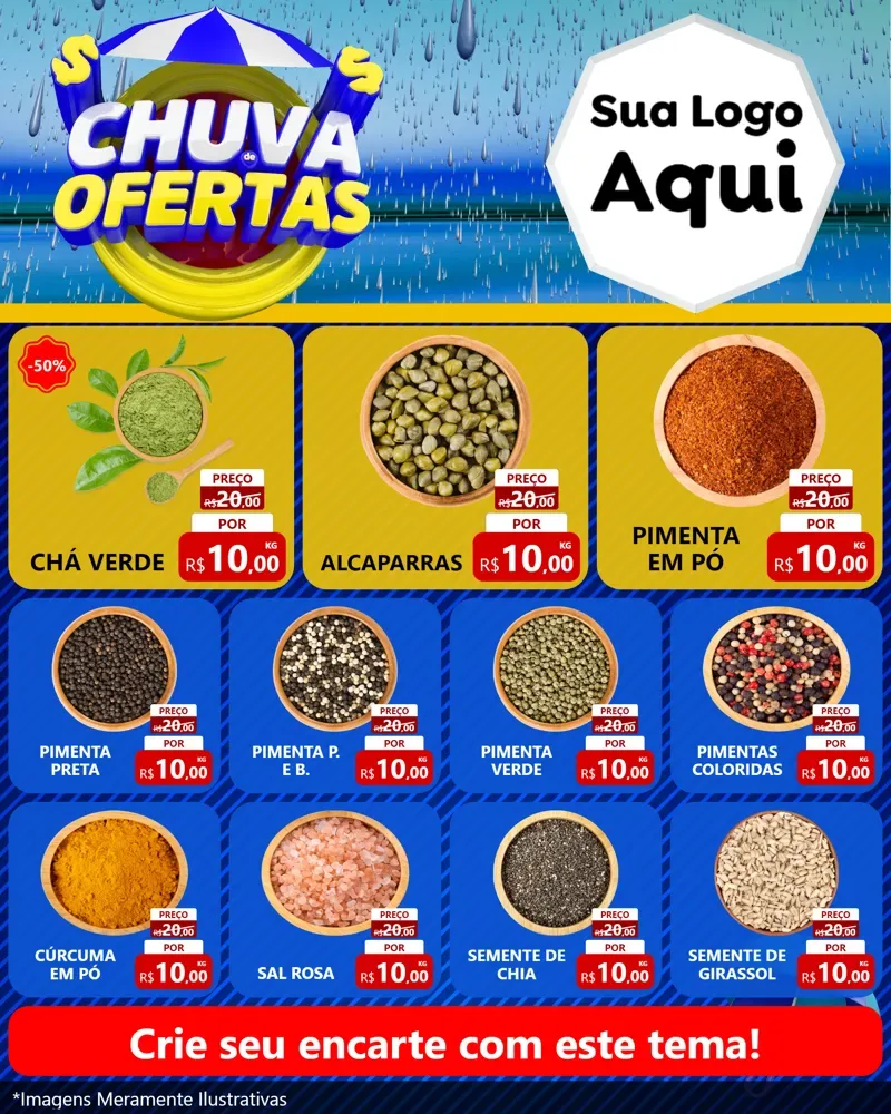 Modelo de Rede Social para Feed Instagram com o tema Chuva de Ofertas para Produtos Naturais