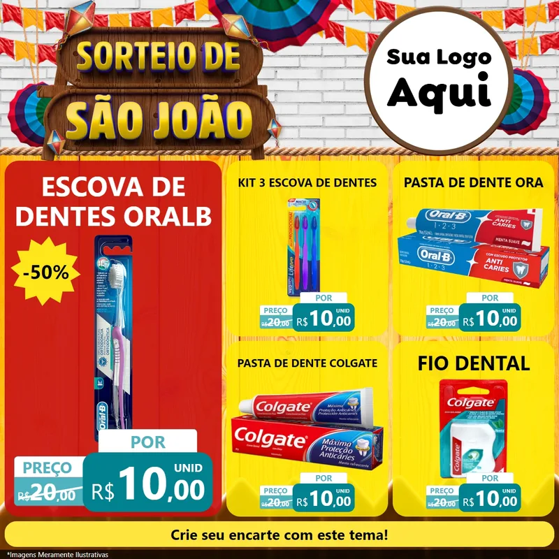 Modelo de Rede Social para Feed Facebook com o tema Sorteio de São João para Higiene Pessoal