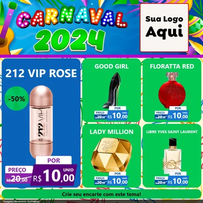 Modelo de Rede Social para Feed Facebook com o tema Carnaval 2027 para Perfumes