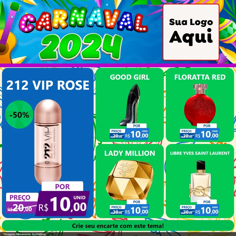Modelo de Rede Social para Feed Facebook com o tema Carnaval 2027 para Perfumes