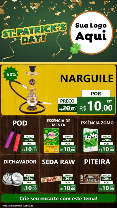 Modelo de Rede Social para Stories com o tema St Patriks Day para Tabacaria
