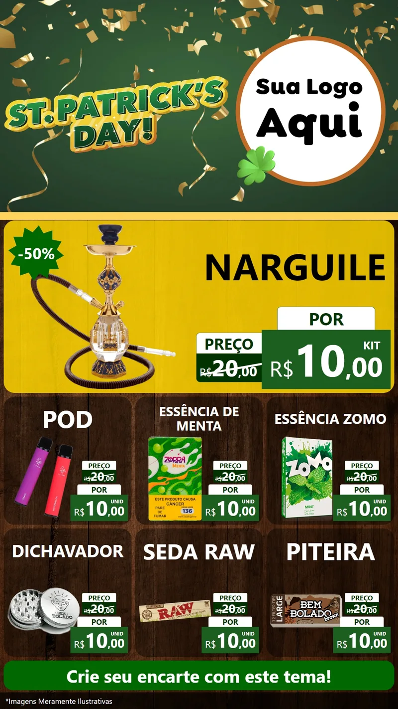 Modelo de Rede Social para Stories com o tema St Patriks Day para Tabacaria