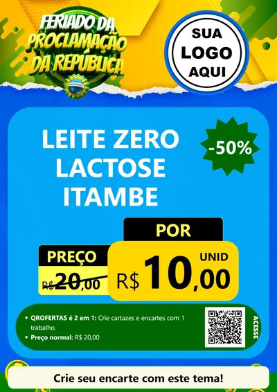 Modelo de Cartaz para Cartaz A4 Vertical com o tema Feriado da Proclamação da República para Frios e Laticínios