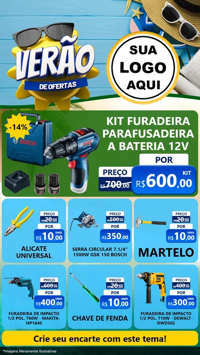 Modelo de Rede Social para Stories com o tema Verão de Ofertas para Maquinas e Ferramentas