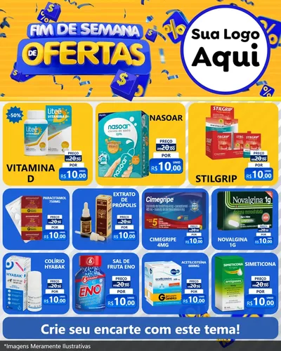 Modelo de Rede Social para Feed Instagram com o tema Fim de Semana de Ofertas para Farmácia