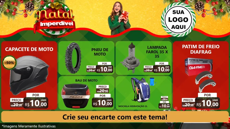 Modelo de TV para TV Horizontal com o tema Natal Imperdível para Moto peças