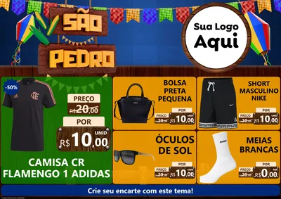 Modelo de Encarte para Encarte A4 Horizontal com o tema São Pedro para Roupas e acessórios