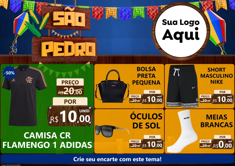Modelo de Encarte para Encarte A4 Horizontal com o tema São Pedro para Roupas e acessórios