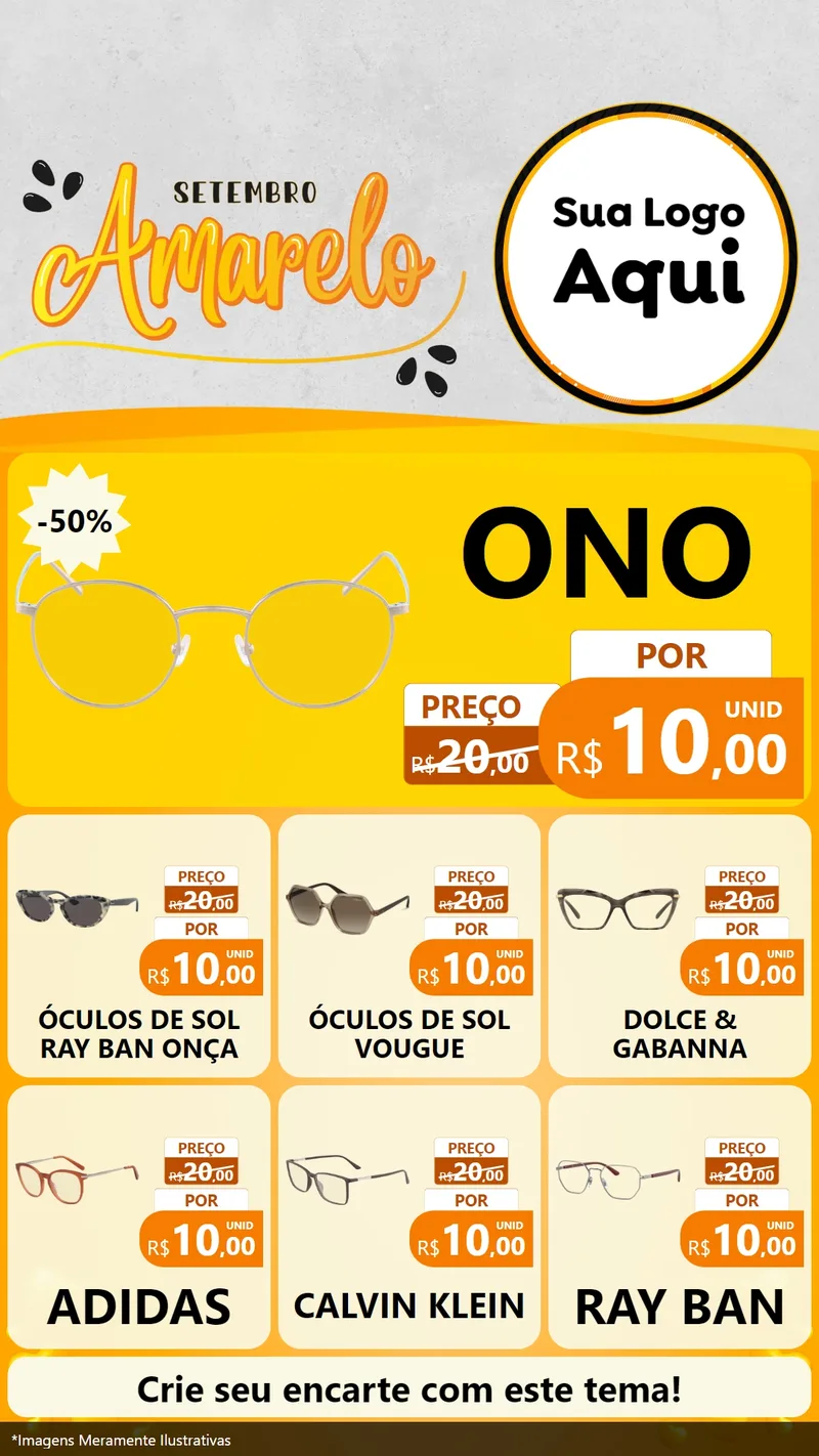 Modelo de Rede Social para Stories com o tema Setembro Amarelo para Óticas