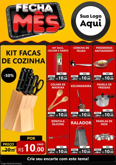 Modelo de Encarte para Encarte A4 Vertical com o tema Fecha Mês para Utilidades Domésticas