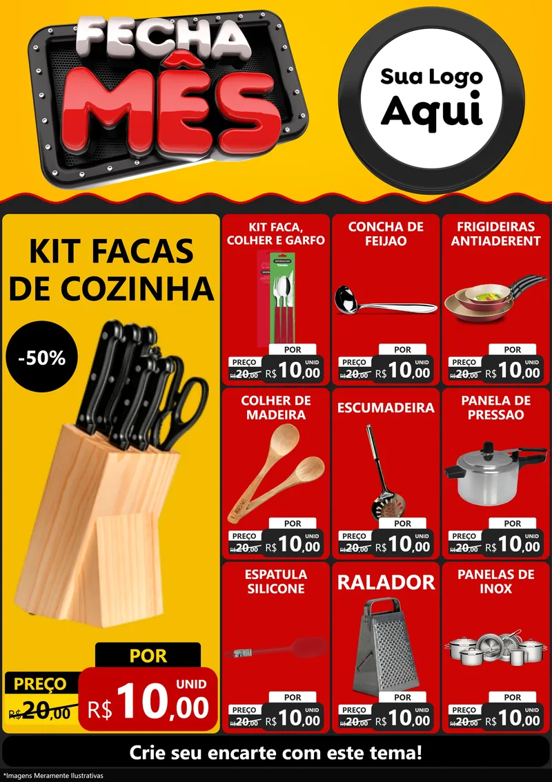 Modelo de Encarte para Encarte A4 Vertical com o tema Fecha Mês para Utilidades Domésticas
